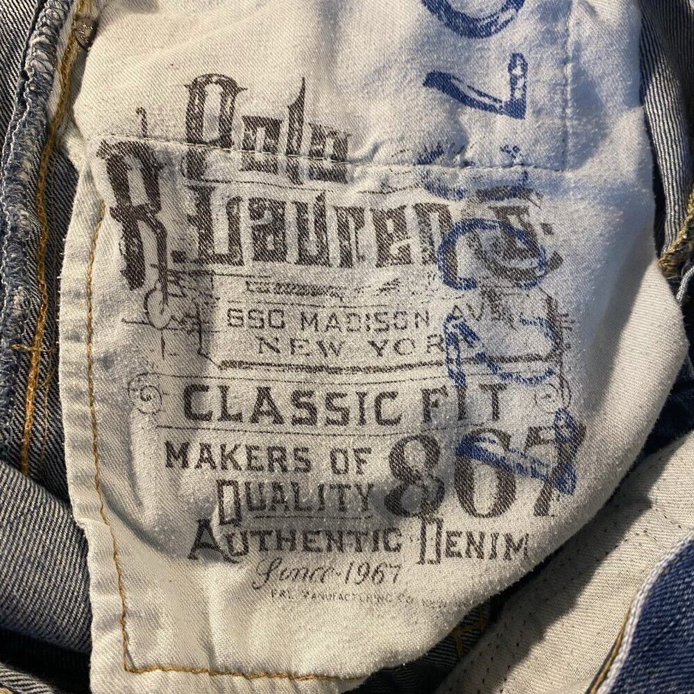 Polo Ralph Lauren Classic 867 Jeans Size 34x30 Leather Tag Small Spot on Leg - Picture 8 of 10